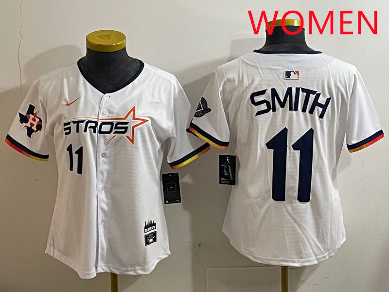 Women Houston Astros #11 Smith White three generations Joint Name Nike 2025 MLB Jersey style 7